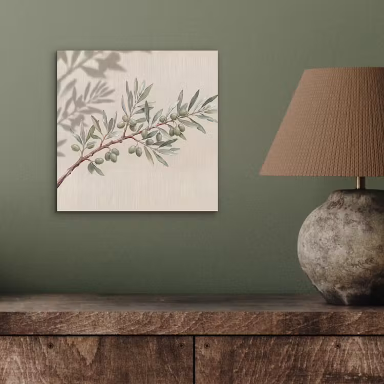 Aluminium schilderij - Olijftak - Bladeren - Natuur - Groen - Beige — 3