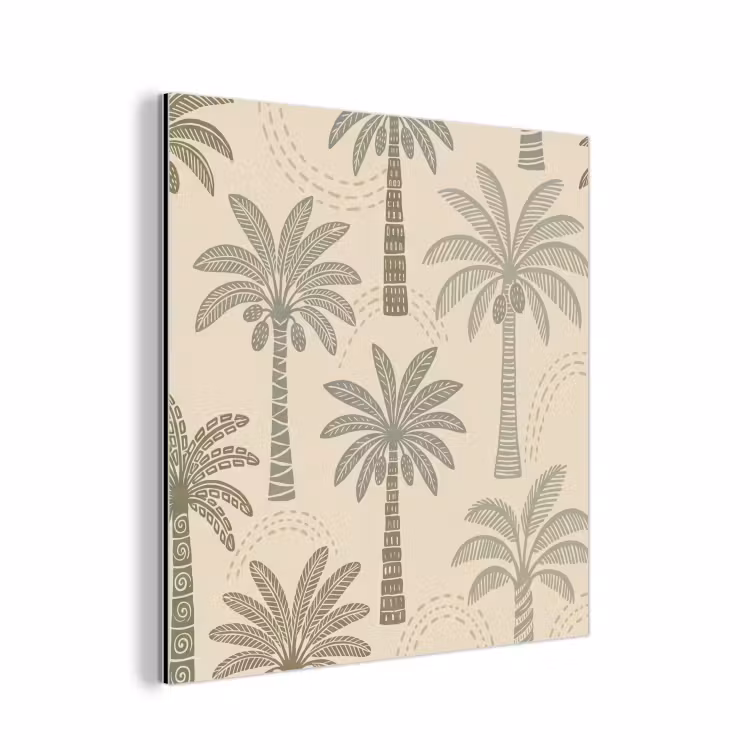 Aluminium schilderij - Palmbomen - Patroon - Tropisch - Beige — 1