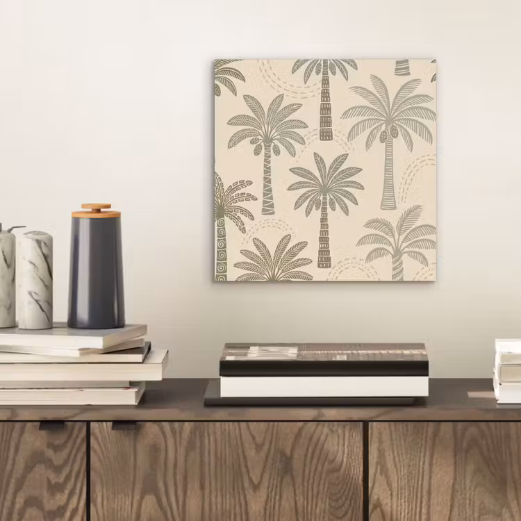 Aluminium schilderij - Palmbomen - Patroon - Tropisch - Beige — 2