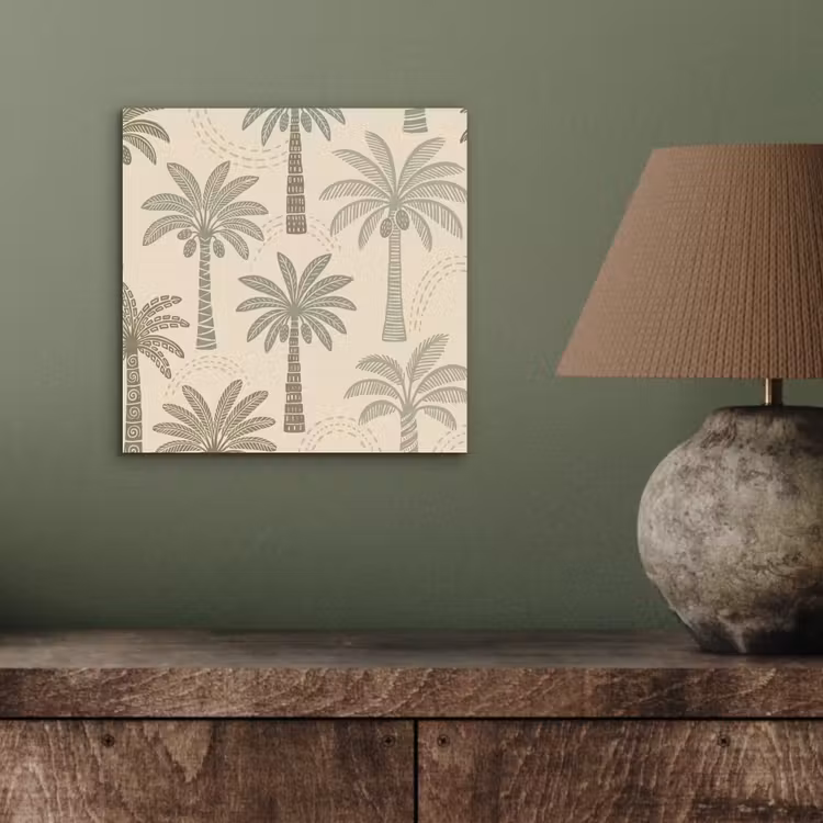 Aluminium schilderij - Palmbomen - Patroon - Tropisch - Beige — 3