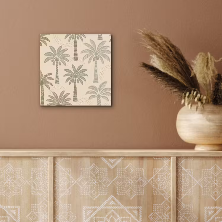 Aluminium schilderij - Palmbomen - Patroon - Tropisch - Beige — 5