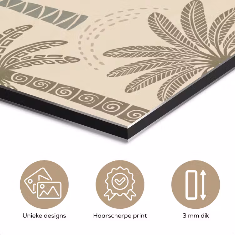Aluminium schilderij - Palmbomen - Patroon - Tropisch - Beige — 7