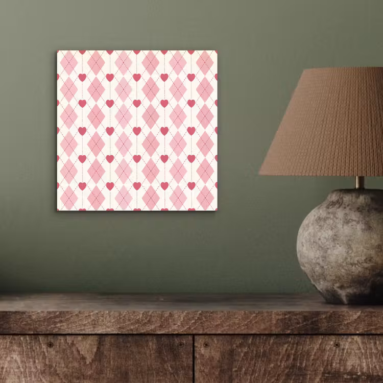 Aluminium schilderij - Ruiten - Klassiek - Roze - Wit — 3