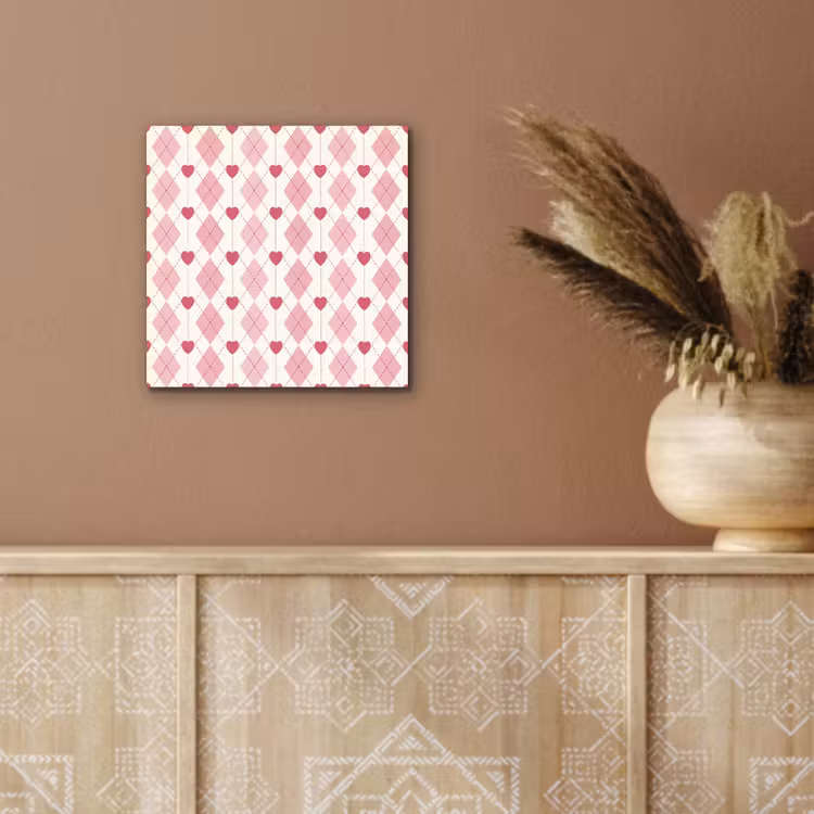 Aluminium schilderij - Ruiten - Klassiek - Roze - Wit — 5