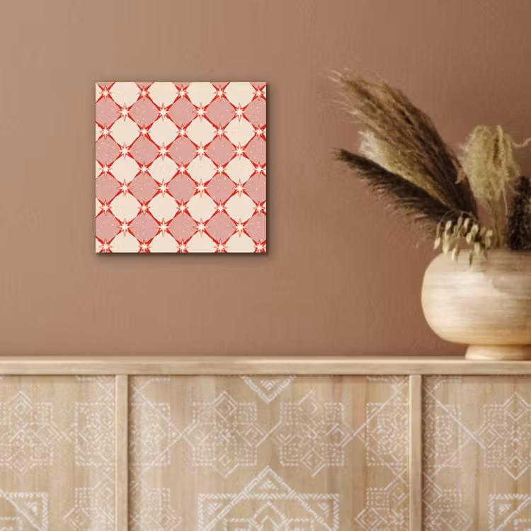 Aluminium schilderij - Ruiten - Sterren - Vintage - Oudroze - Rood — 5