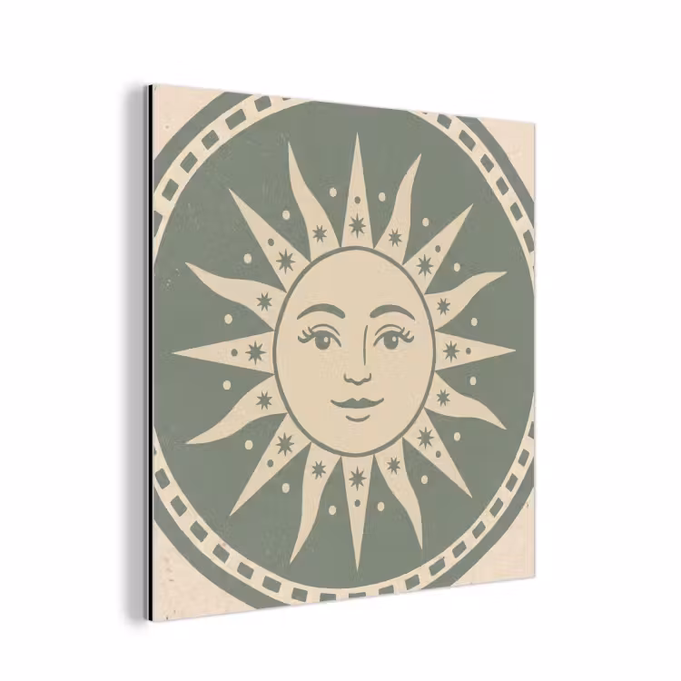 Aluminium schilderij - Zon - Sterren - Astrologie - Vintage - Groen — 1