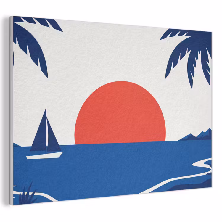 Akoestisch schilderij - Zonsondergang - Zee - Palmboom - Tropisch - Modern — 1