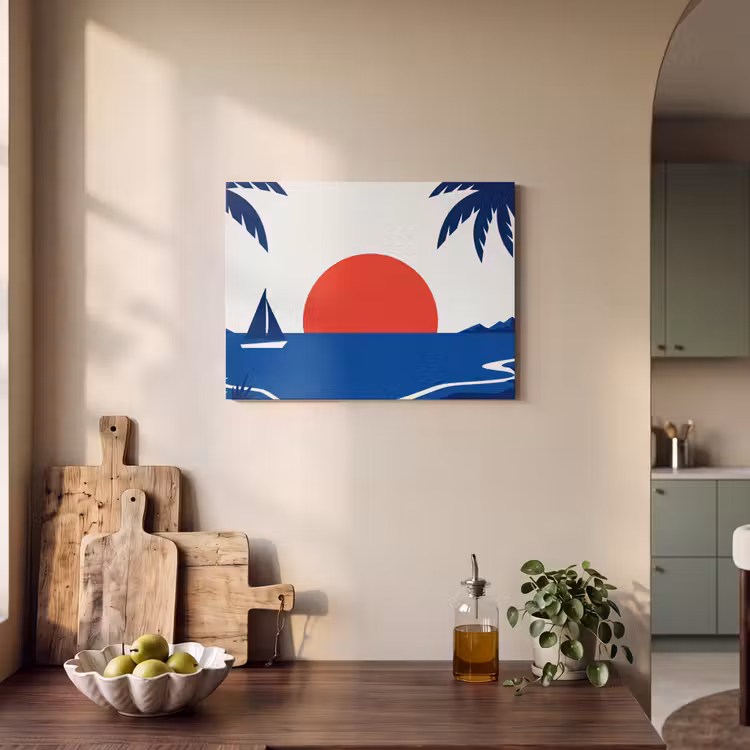 Akoestisch schilderij - Zonsondergang - Zee - Palmboom - Tropisch - Modern — 3
