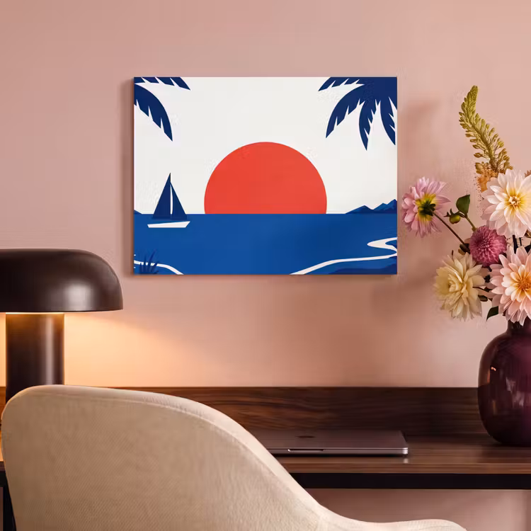Akoestisch schilderij - Zonsondergang - Zee - Palmboom - Tropisch - Modern — 4