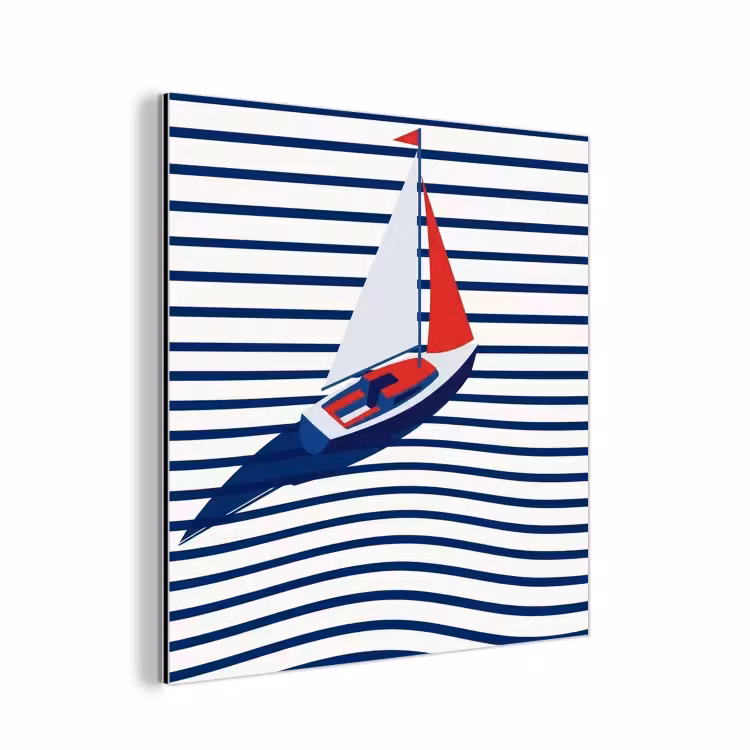 Aluminium schilderij - Boot - Water - Abstract - Blauw — 1