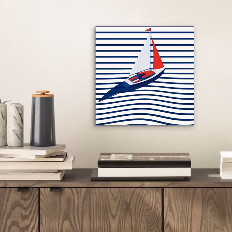 Aluminium schilderij - Boot - Water - Abstract - Blauw — 2