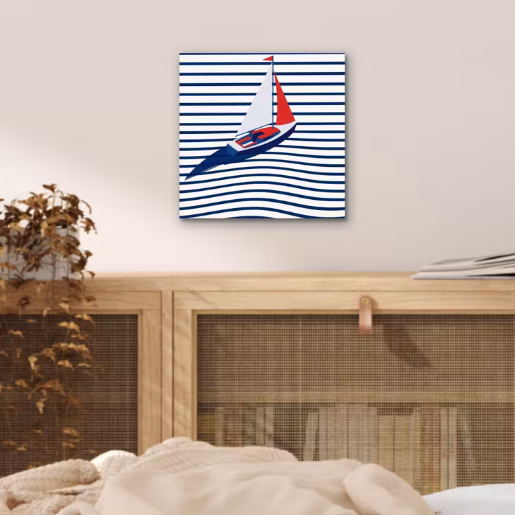 Aluminium schilderij - Boot - Water - Abstract - Blauw — 4