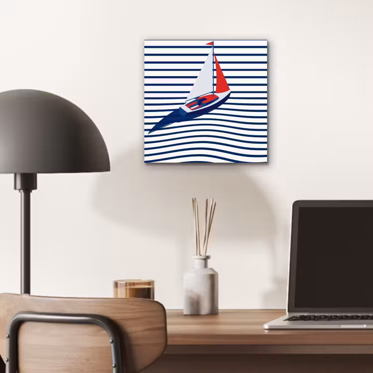 Aluminium schilderij - Boot - Water - Abstract - Blauw — 6