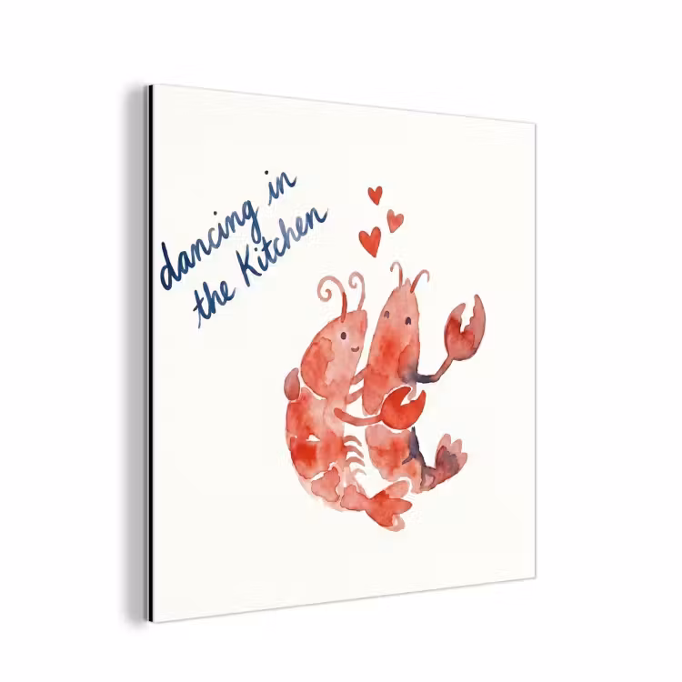 Aluminium schilderij - Dier - Dans - Liefde - Waterverf - Rood — 1