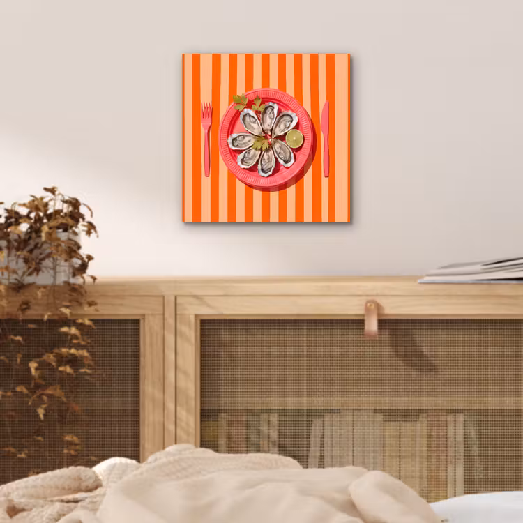 Aluminium schilderij - Eten - Oester - Zeevruchten - Oranje - Modern — 4