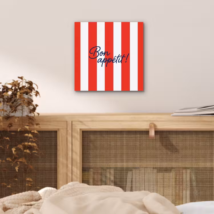 Aluminium schilderij - Eten - Spreuk - Keuken - Grafisch - Rood-Wit — 4