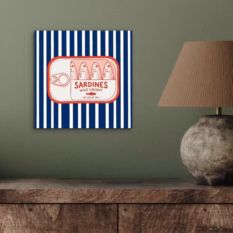 Aluminium schilderij - Eten - Vis - Blik - Illustratie - Rood — 3