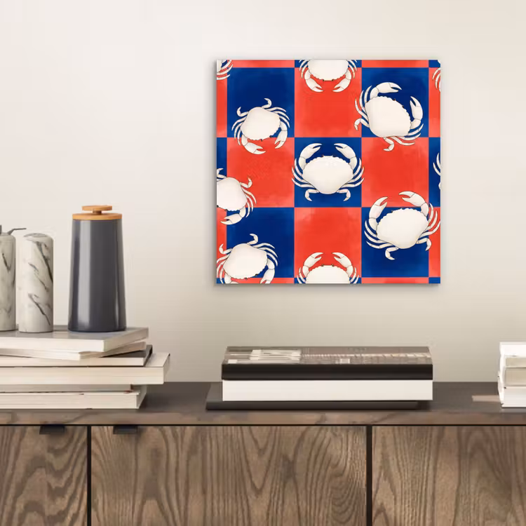 Aluminium schilderij - Patroon - Zeeleven - Rood - Blauw - Abstract — 2