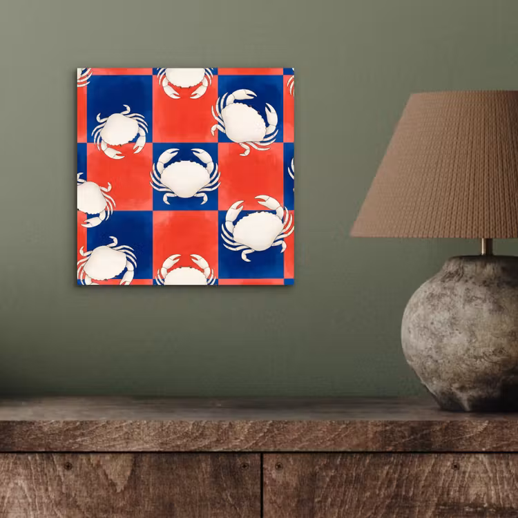 Aluminium schilderij - Patroon - Zeeleven - Rood - Blauw - Abstract — 3