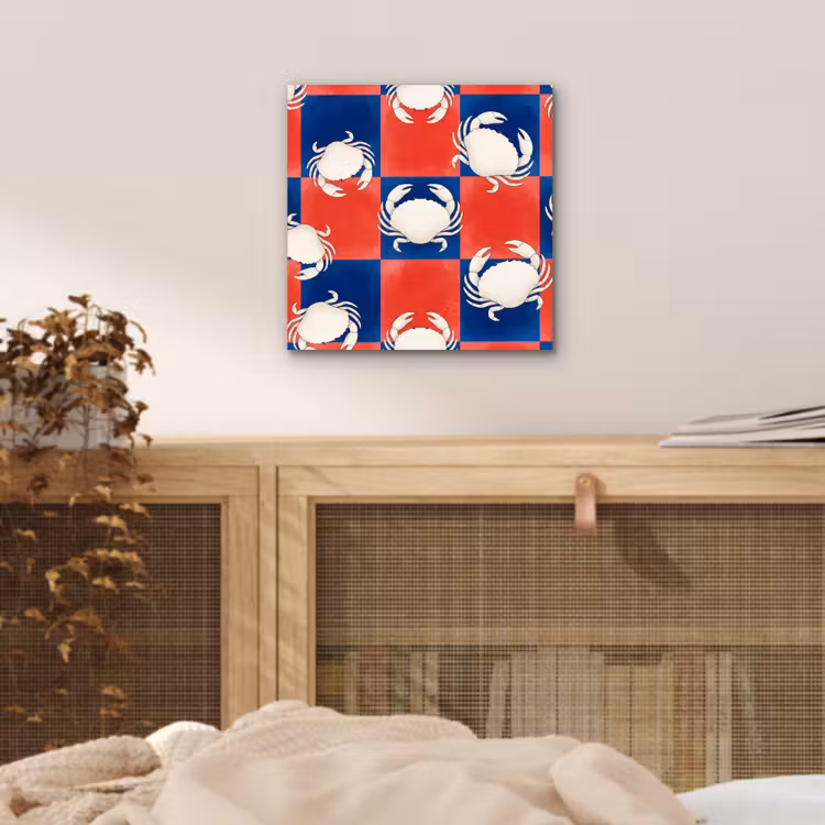 Aluminium schilderij - Patroon - Zeeleven - Rood - Blauw - Abstract — 4