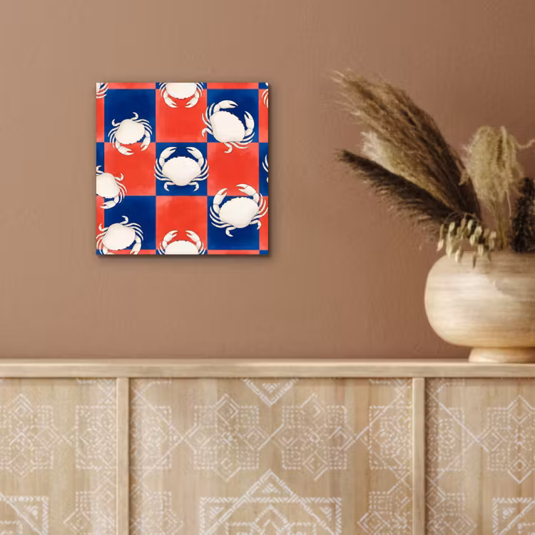 Aluminium schilderij - Patroon - Zeeleven - Rood - Blauw - Abstract — 5