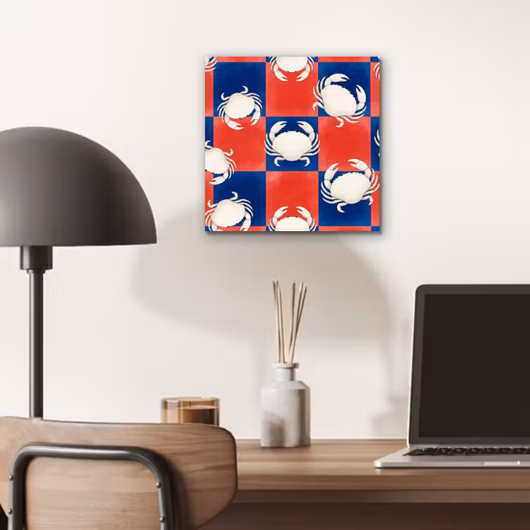 Aluminium schilderij - Patroon - Zeeleven - Rood - Blauw - Abstract — 6