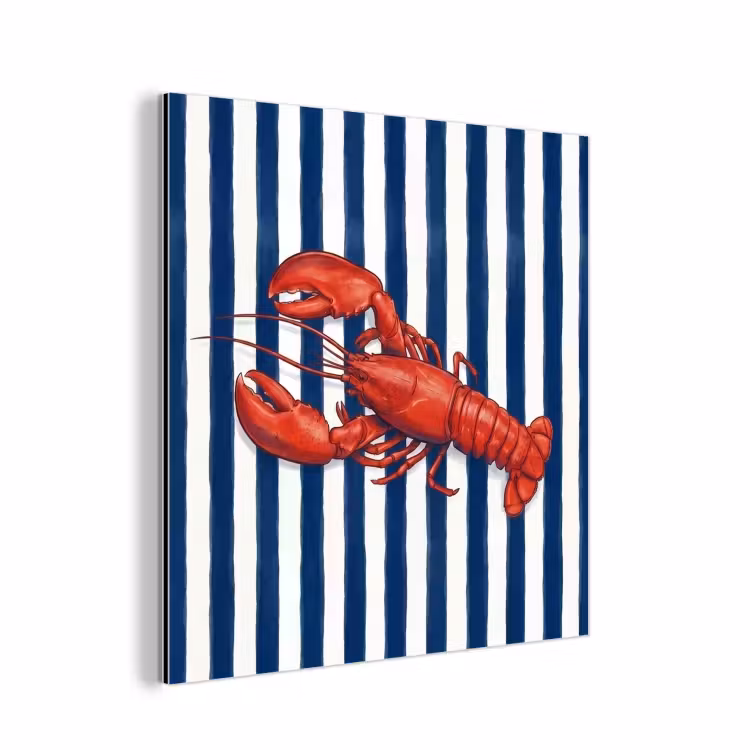 Aluminium schilderij - Schaaldier - Kreeft - Marine - Illustratie - Rood — 1