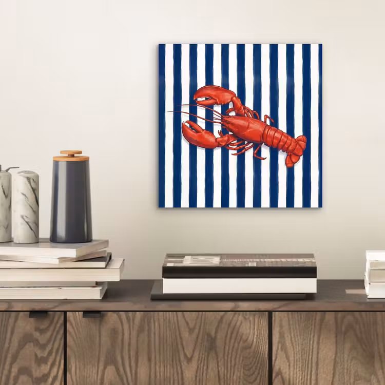 Aluminium schilderij - Schaaldier - Kreeft - Marine - Illustratie - Rood — 2