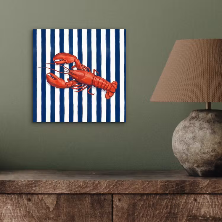 Aluminium schilderij - Schaaldier - Kreeft - Marine - Illustratie - Rood — 3