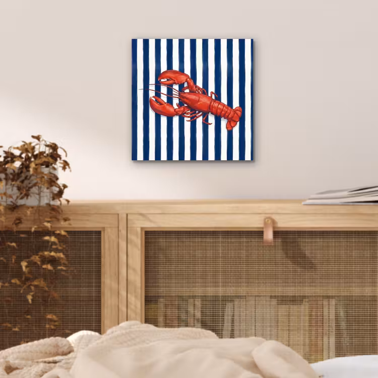 Aluminium schilderij - Schaaldier - Kreeft - Marine - Illustratie - Rood — 4