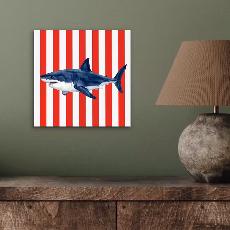 Aluminium schilderij - Vis - Haai - Zee - Illustratie - Blauw — 3