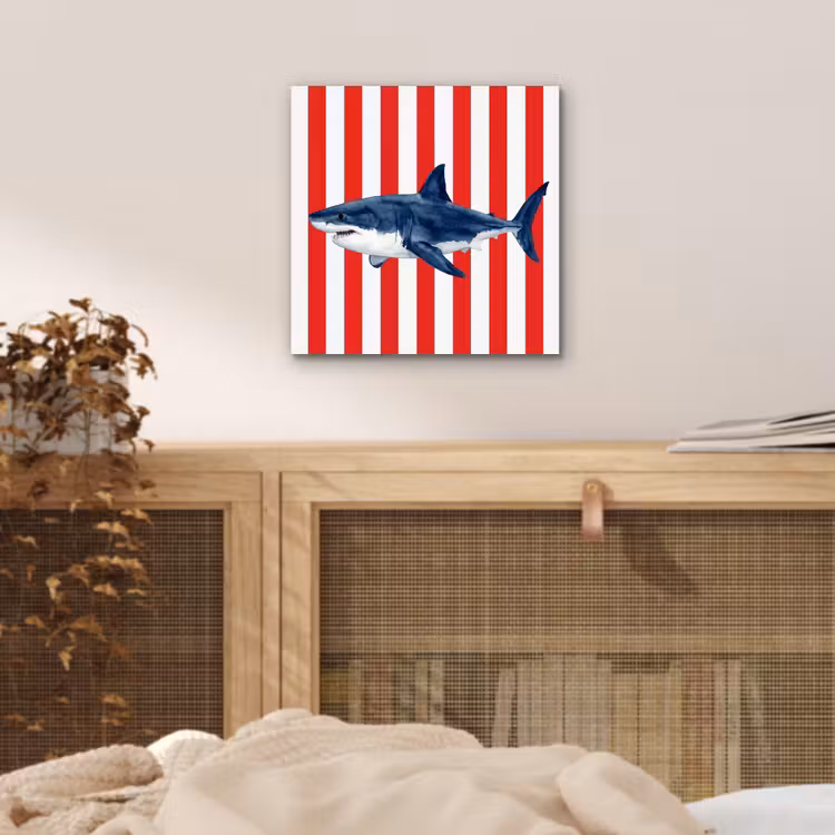 Aluminium schilderij - Vis - Haai - Zee - Illustratie - Blauw — 4