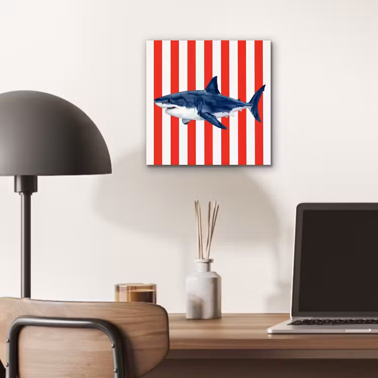 Aluminium schilderij - Vis - Haai - Zee - Illustratie - Blauw — 6