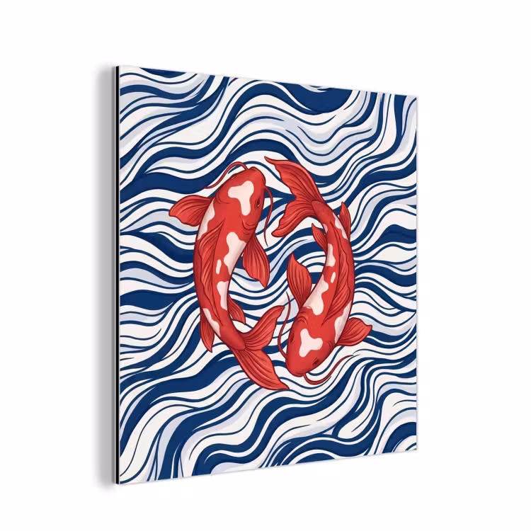Aluminium schilderij - Vis - Water - Natuur - Illustratie - Rood — 1