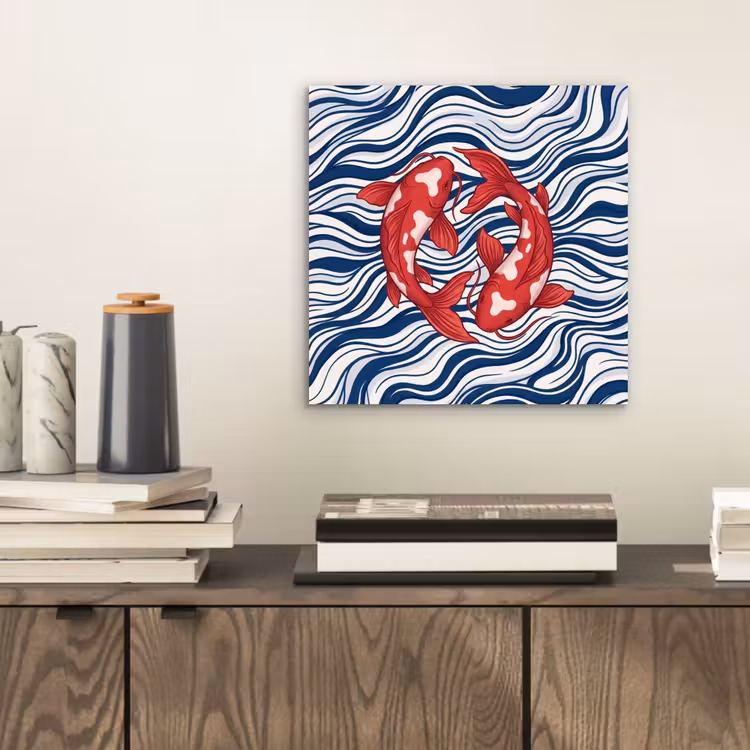 Aluminium schilderij - Vis - Water - Natuur - Illustratie - Rood — 2