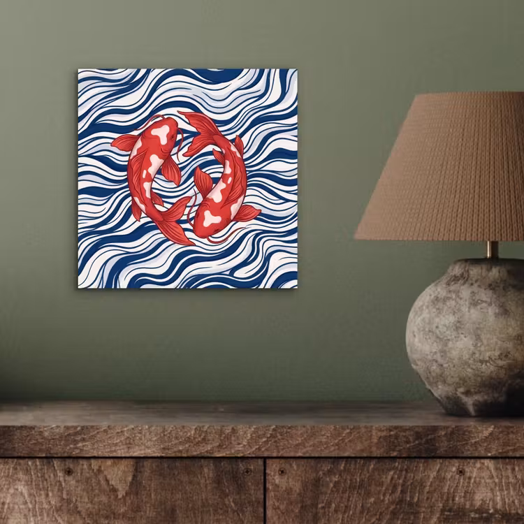 Aluminium schilderij - Vis - Water - Natuur - Illustratie - Rood — 3