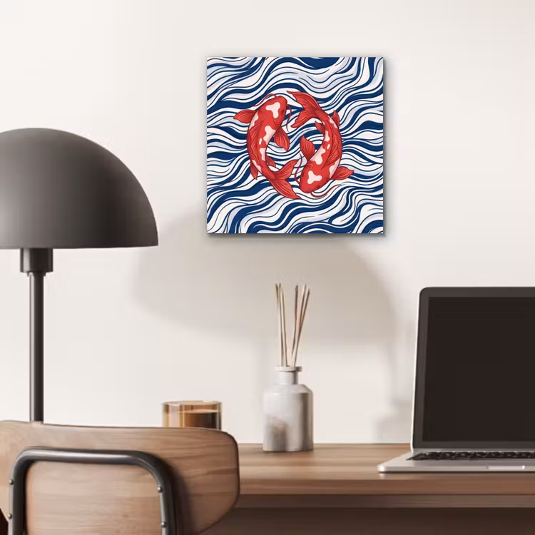 Aluminium schilderij - Vis - Water - Natuur - Illustratie - Rood — 6