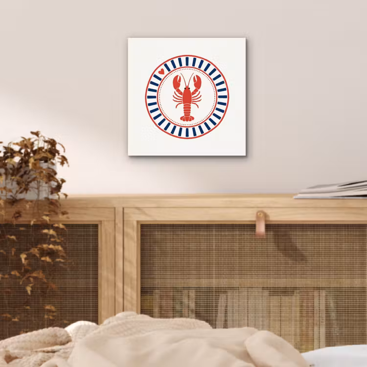 Aluminium schilderij - Zeeleven - Kreeft - Embleem - Grafisch - Rood — 4