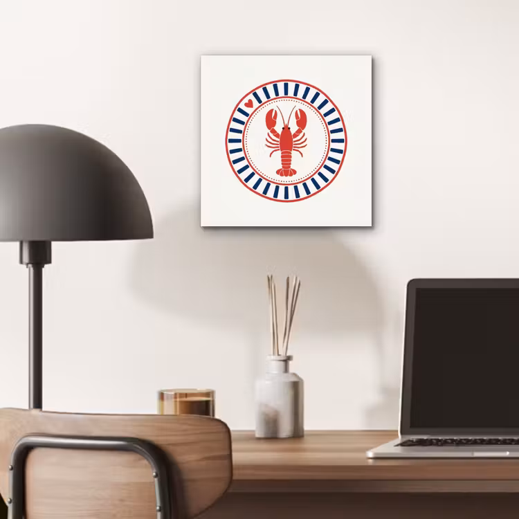 Aluminium schilderij - Zeeleven - Kreeft - Embleem - Grafisch - Rood — 6