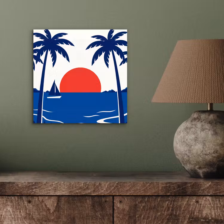 Aluminium schilderij - Zonsondergang - Zee - Palmboom - Tropisch - Modern — 3