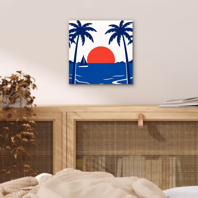 Aluminium schilderij - Zonsondergang - Zee - Palmboom - Tropisch - Modern — 4