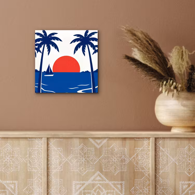 Aluminium schilderij - Zonsondergang - Zee - Palmboom - Tropisch - Modern — 5