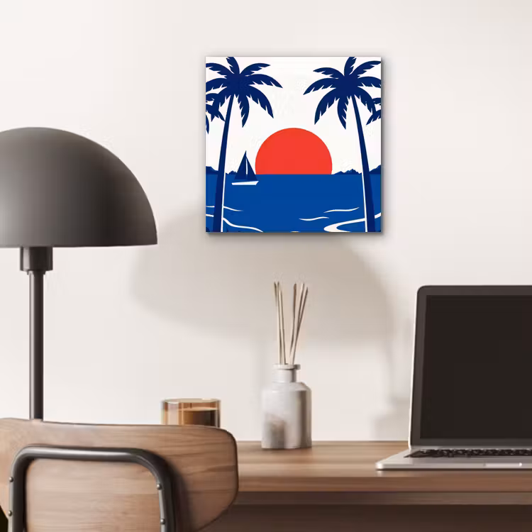Aluminium schilderij - Zonsondergang - Zee - Palmboom - Tropisch - Modern — 6