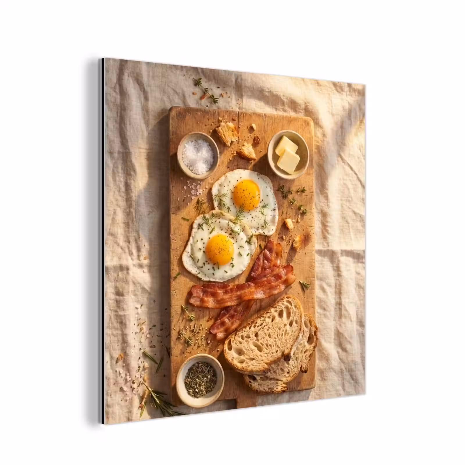 Aluminium schilderij - Eten - Ontbijt - Hout - Rustiek - Geel — 1