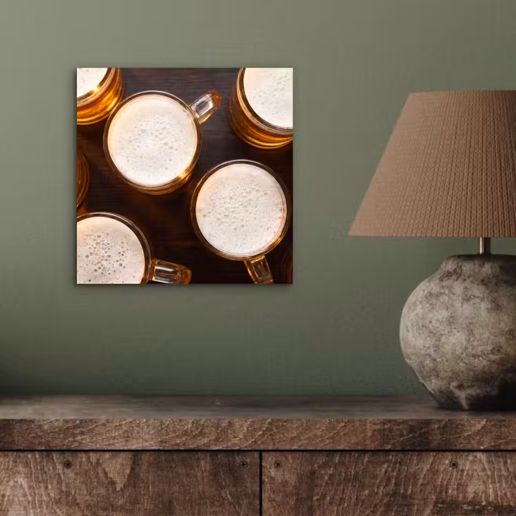 Aluminium schilderij - Bier - Glazen - Schuim - Hout - Drank — 3