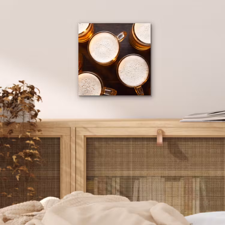 Aluminium schilderij - Bier - Glazen - Schuim - Hout - Drank — 4