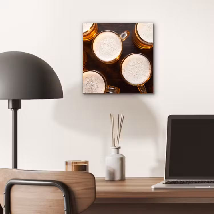 Aluminium schilderij - Bier - Glazen - Schuim - Hout - Drank — 6