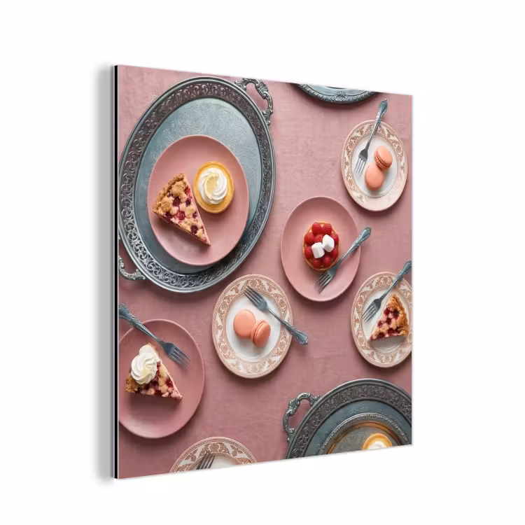 Aluminium schilderij - Dessert - Taart - Gebak - Zoet - Roze — 1