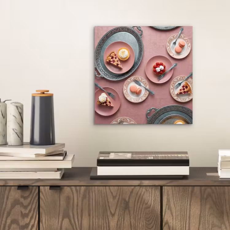 Aluminium schilderij - Dessert - Taart - Gebak - Zoet - Roze — 2