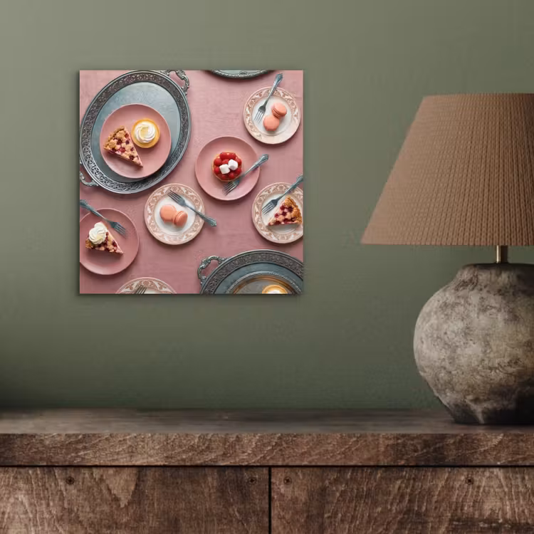 Aluminium schilderij - Dessert - Taart - Gebak - Zoet - Roze — 3